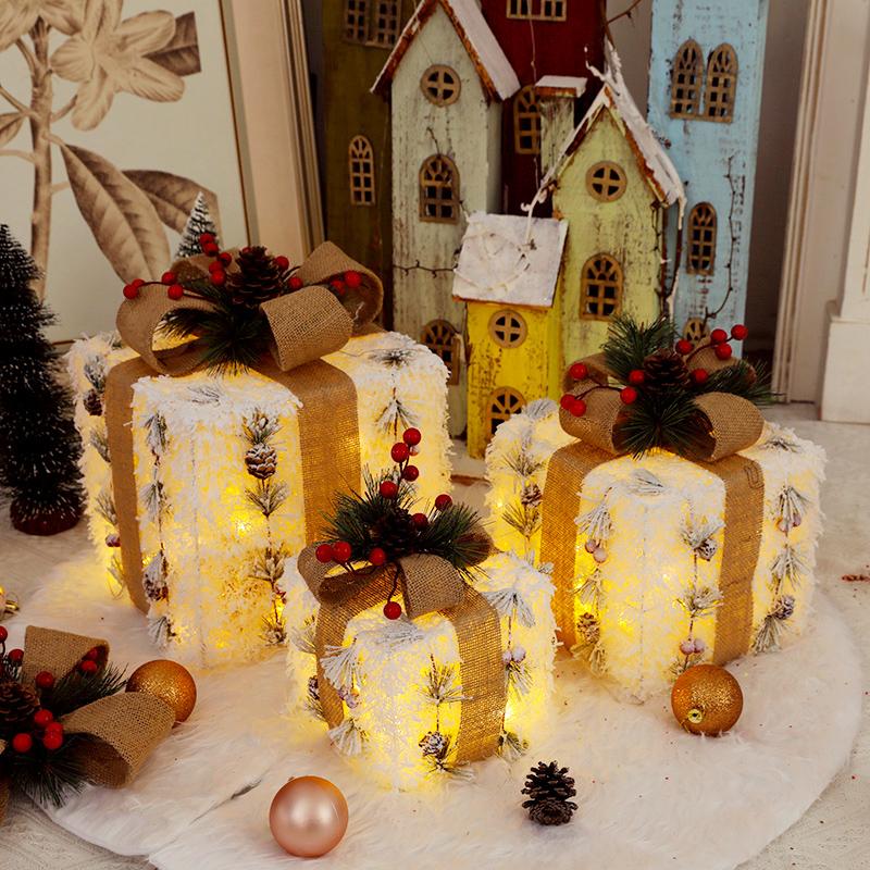 3 штуки рождественских подарочных коробок, украшения для окон на праздничную вечеринку, украшения для рождественской елки, рождественские подарочные коробки, подарочные наборы