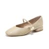 Fashion Spring and Summer Women Elegant Pearl Buckle Mary Jane Single Shoes Square Toe Thick Heel Comfortable Soft Bottom Women's Shoes