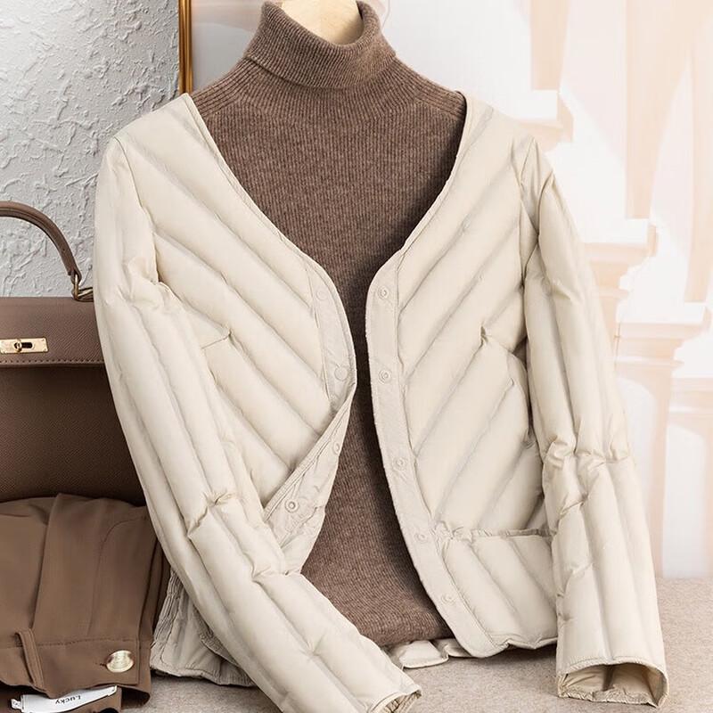 SNOWFLYING Women's 2024 Collarless Lightweight Down Puffer Jacket (X42134402F)