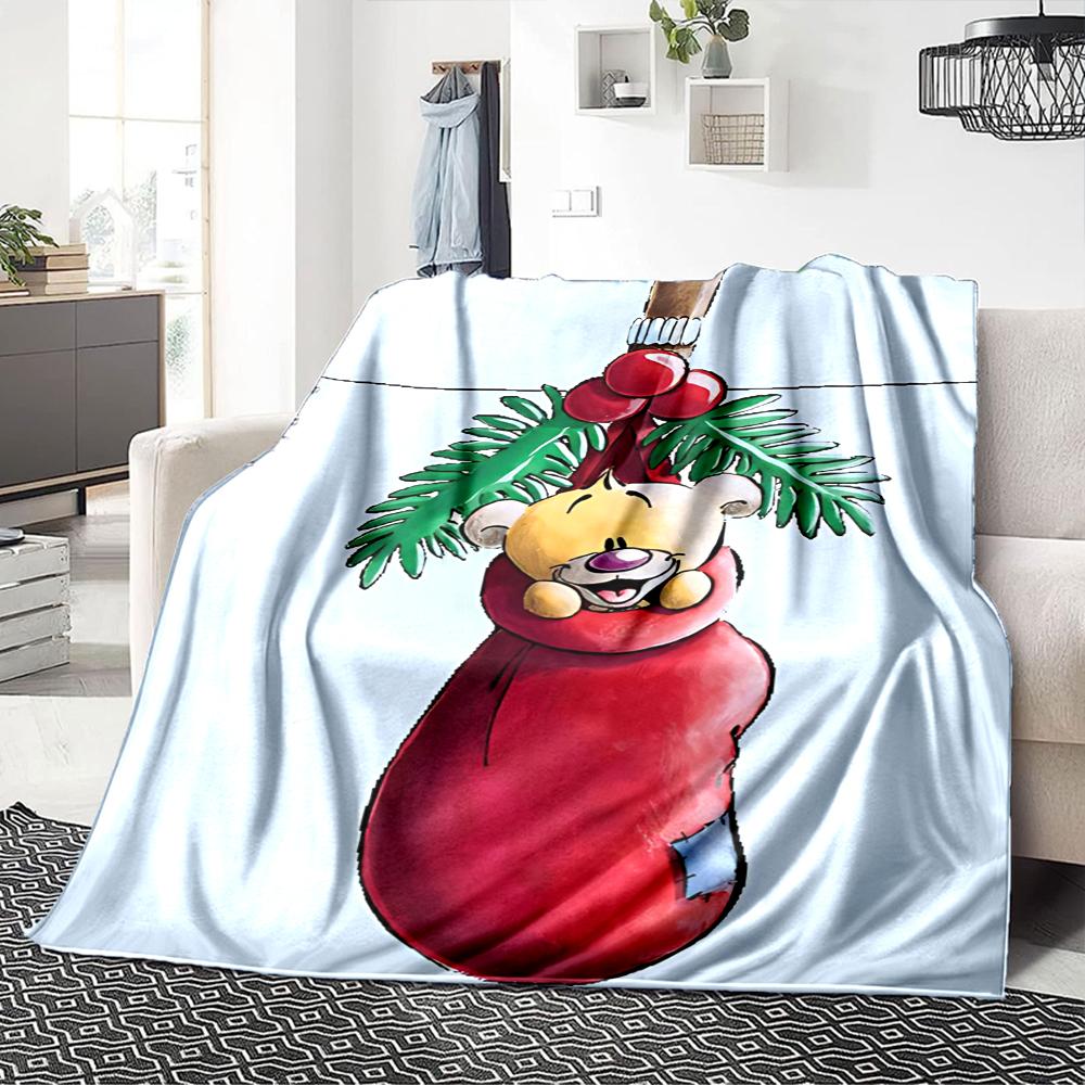 Christmas Ornament Bear Blanket Soft Throw Blanket For Home Bedroom Bed Sofa Travel Office Solid Christmas Blanket