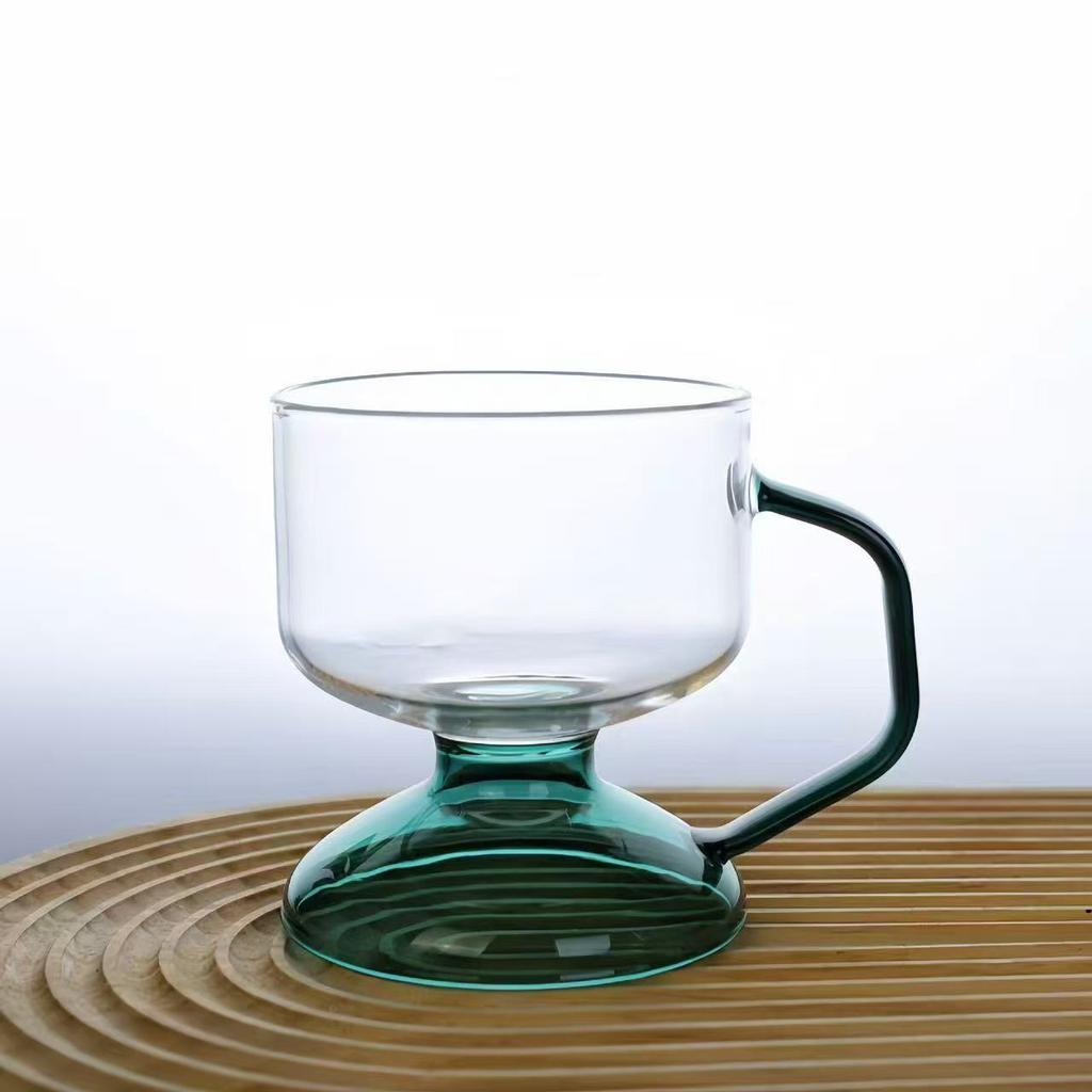Утолщенная цветная ручка стекло прозрачное боросиликатное стекло чашка для завтрака бытовая нишевая высокая кофейная чашка