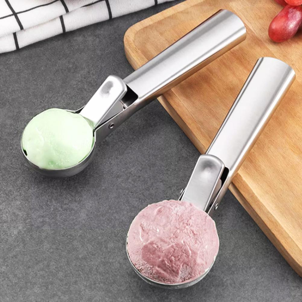 Stainless Steel Spring Loaded Ice Cream Scoop Professional Gelato Scoop Melon Baller Cookie Scoop Ice Cream Server Anti-Drip Ice Cream Tool