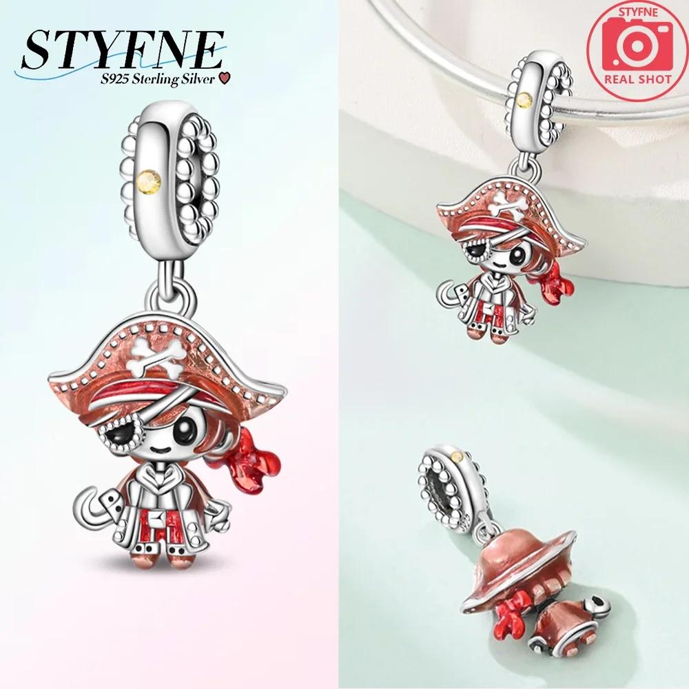 925 Silver Purple Box Gift Jewelry Pirate Heart Romantic Sun Pendant Beads Fit Bracelet Jewelry Diy Girl Gift Accessory