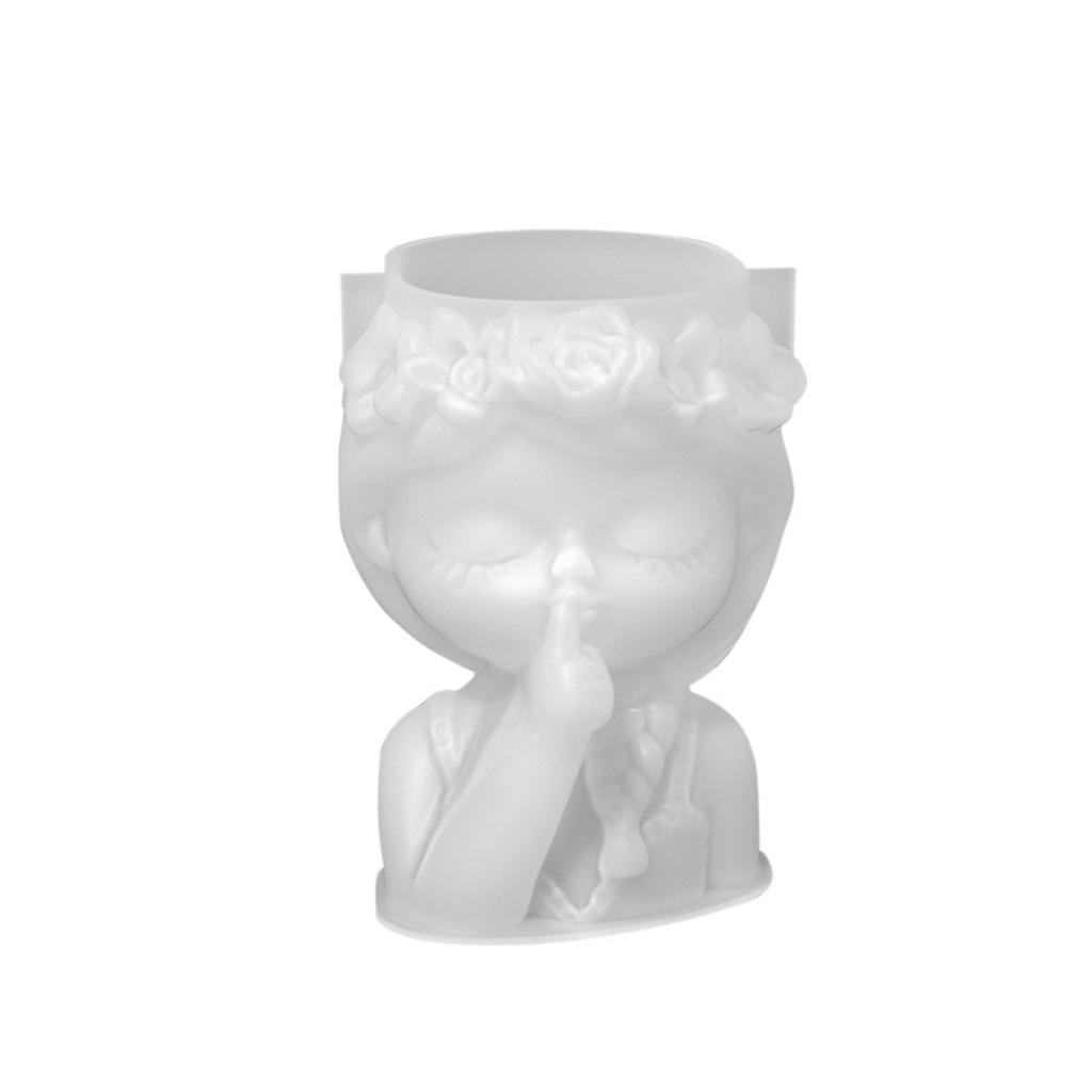 Cute Girls Pen Holder Flower Pot Silicone Molds Epoxy Resin Mold DIY Succulent Planter Mold for DIY Resin Decors