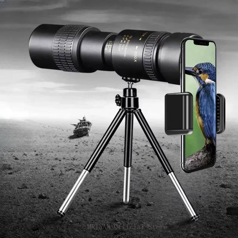 Металлический 10-300x40 Зум HD Мощный Бинокль Дальнего Действия Портативный Высококачественный Профессиональный Телескоп Монокль для Охоты