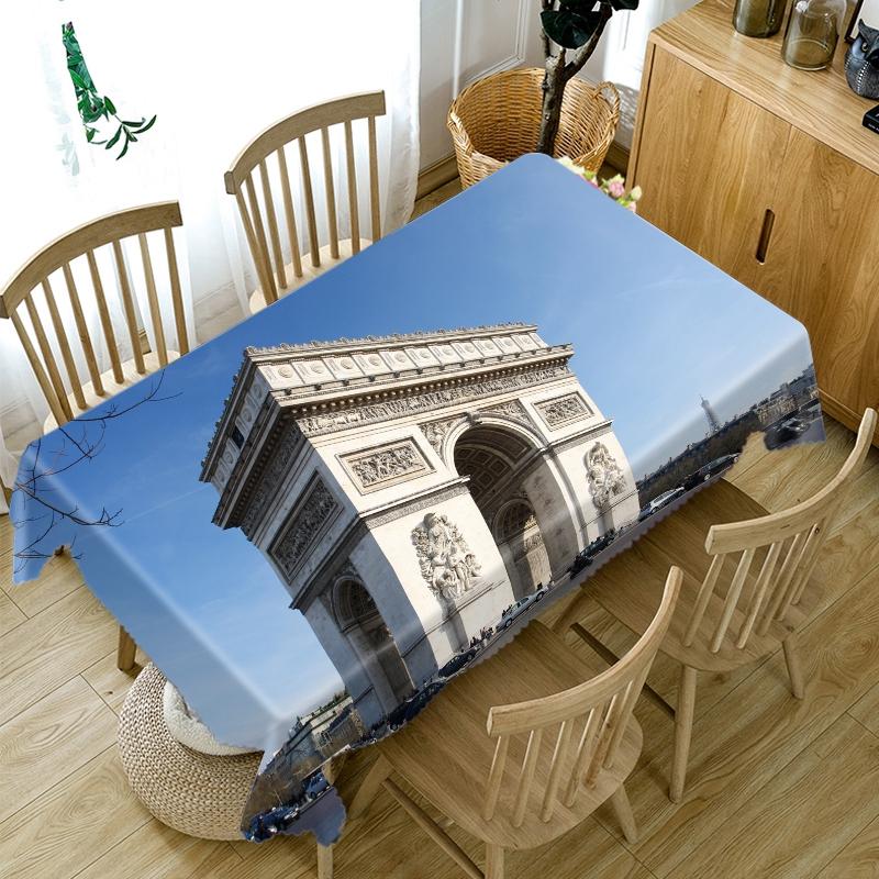 Splendid Architecture Pattern Tablecloth Thicken Cotton Rectangular Round Table Cloth For Wedding Picnic Party