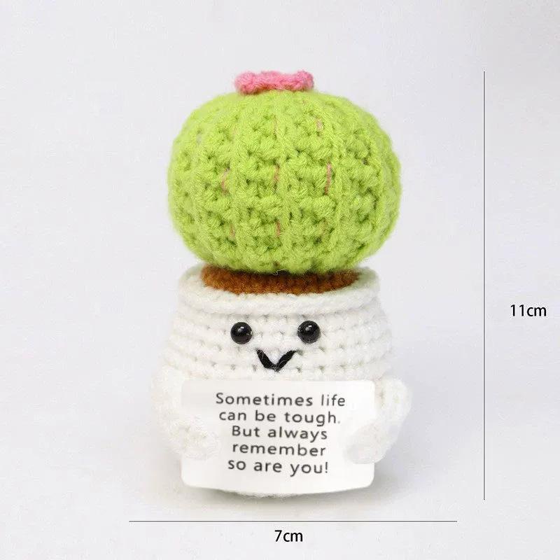 Mini Positive Potato Funny Avocado Duck Cute Knitted Crochet Doll with Card for Women Men Mom Dad Friend Birthday Cheer Up Gifts