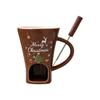 with Fork Chocolate Melting Stove Christmas Theme Cheese Fondue Cup Christmas Ceramic Mug  Gift