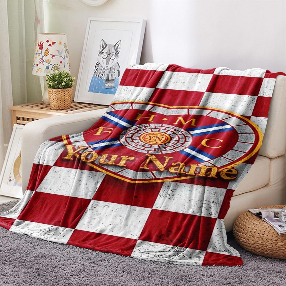 1PC Heart Football Custom Name Patterned Flannel Blanket Suitable For All Seasons For Home Decor Warmth And Comfort Gifts Holiday Present