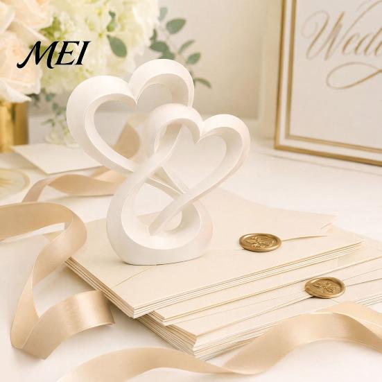 Desktop Ornament Intertwined Hearts Figurine, 3D Printed Love Statue, Table Sculpture Centerpiece for Living Room Wedding Romantic Gift