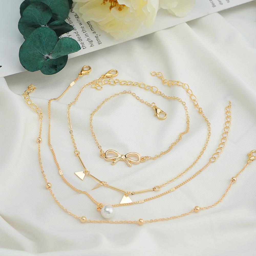 Женский золотой браслет с блестками, летний пляжный браслет, треугольный браслет, ювелирный набор с жемчугом, подарок