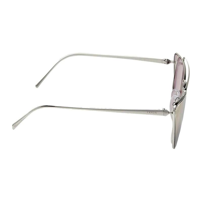 Prada Thin Frame Metal Irregular Sunglasses Women's Silver