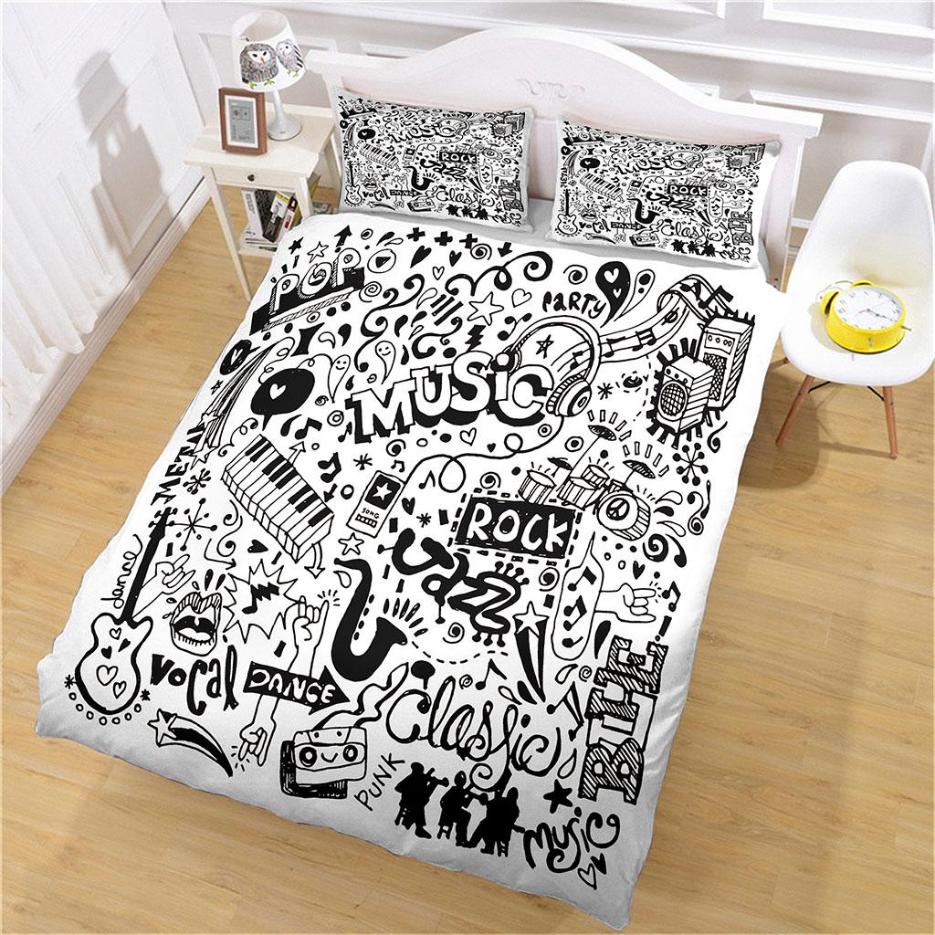 Bedding Set Full 3D Creative Note Patterns Comforter Cover Kids Soft Polyester Duvet Cover, Comforter Cover Kids Boys