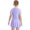Girls 2 Piece Swim Set Boycut Bodysuit Swim Skirt Cover Up UPF 50+ Rashguard Bathing Suit