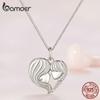 Bamoer 925 Sterling Silver Mother and Daughter Heart Shape Pendant Necklace for Women Birthday Mother's Day Gift Fine Jewelry