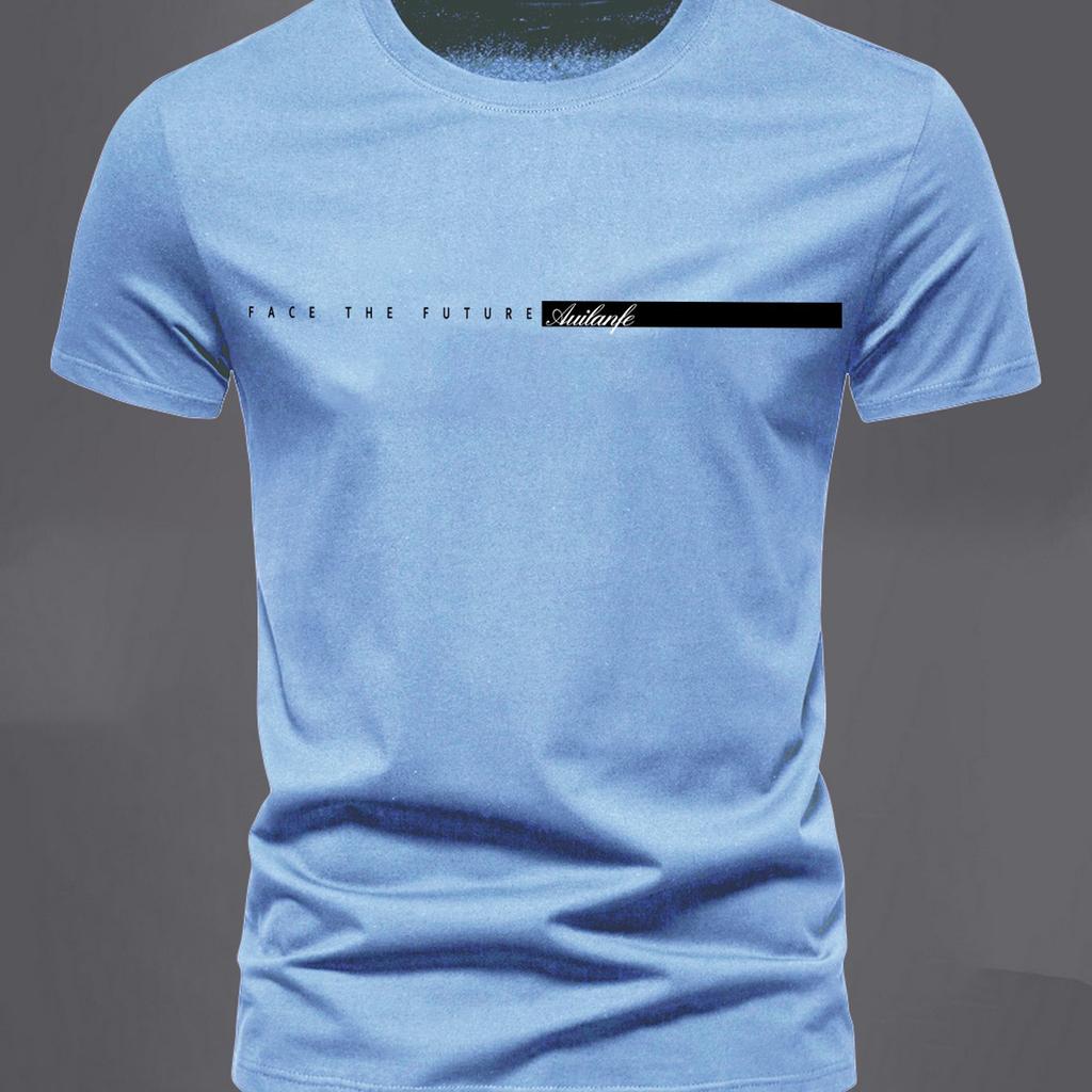 Летняя мужская футболка из 100% чистого хлопка, повседневная спортивная, свободного кроя, оверсайз, простая, с принтом в виде букв, с круглым вырезом и короткими рукавами, топ