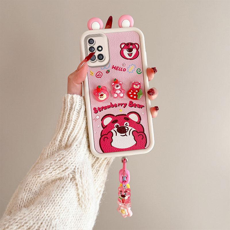 KEYSION Милый чехол с 3D-мультяшным изображением уха для Samsung A51 4G с браслетом, мягкий силиконовый противоударный чехол для задней панели телефона Galaxy A51 4G