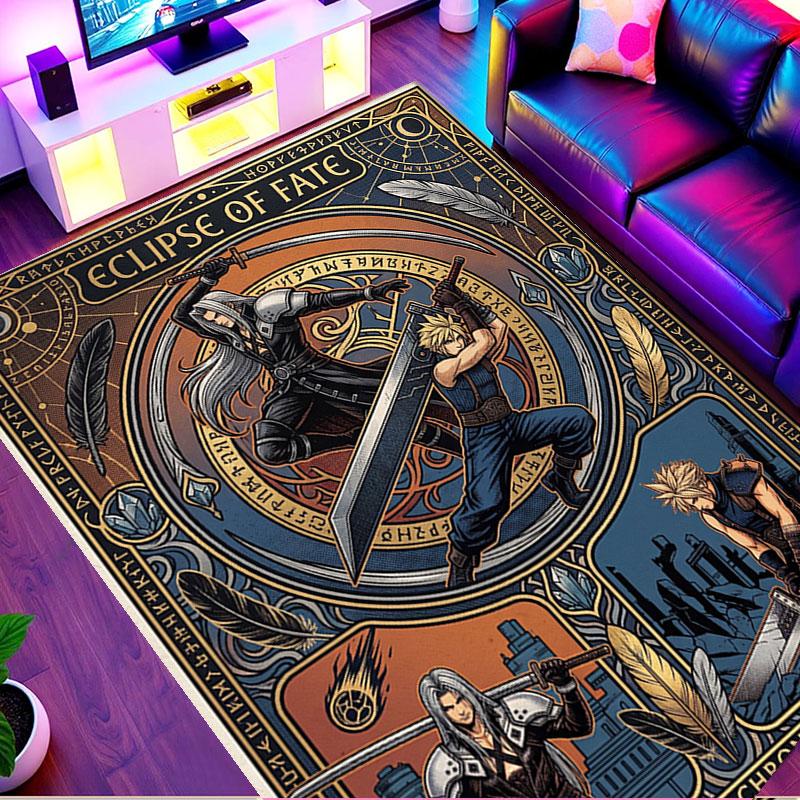 Final Fantasy Print Rug, Washable Floor Carpet, For Entryway Dorm Laundry Room Office Study, Home Decor Birthday Christmas Gift