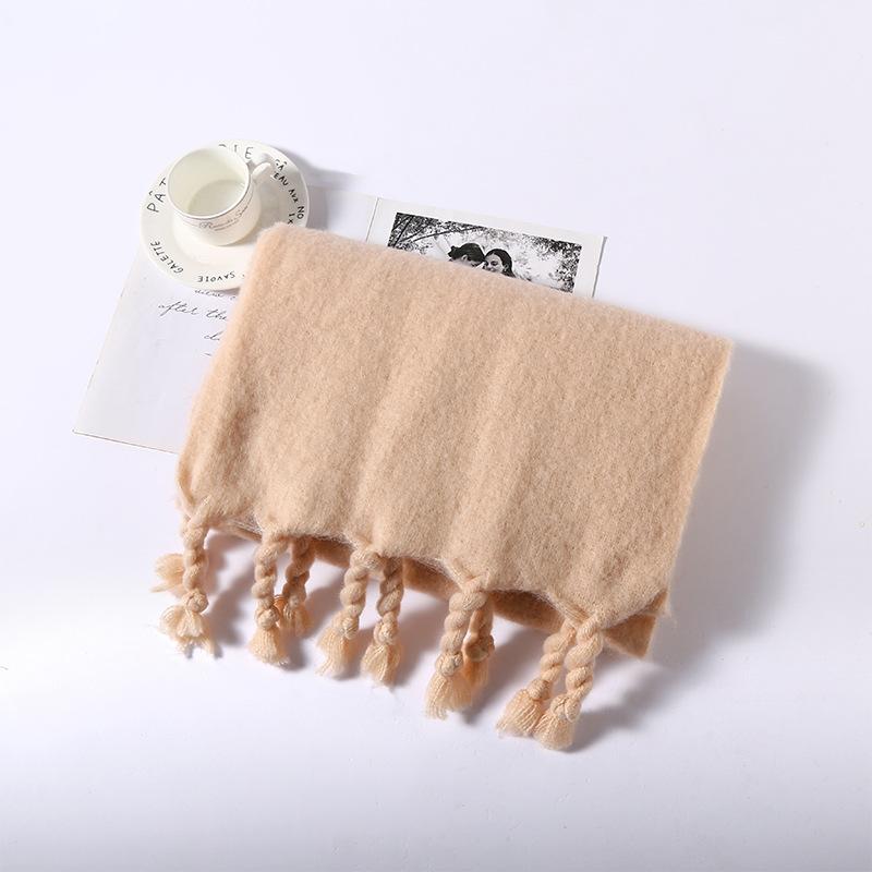 Spring, Autumn and Winter New Solid Color Knotted Beard Scarf Versatile Outer Warm Scarf Shawl