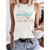 Женские майки с красочными буквенными принтами, летние повседневные женские майки, уличная мода, женская футболка без рукавов