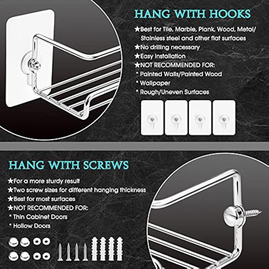 Spice Rack Organiser 2Tier Spice Shelf Storage Racks Wall Mounted for Kitchen Cabinet Pantry Door