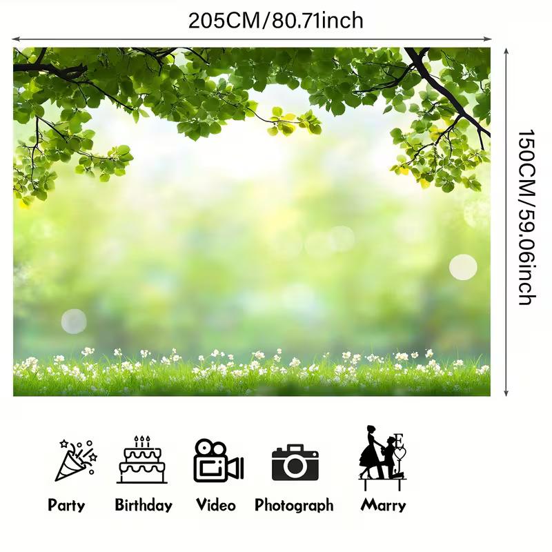 2D Fresh Bokeh Green Leaf Spring Garden Backdrop