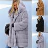 Women Winter Jacket Plus Size Faux Fur Loose Hooded Outerwear Mid-length Layered Thermal Plush Coat for Daily Work Outdoor