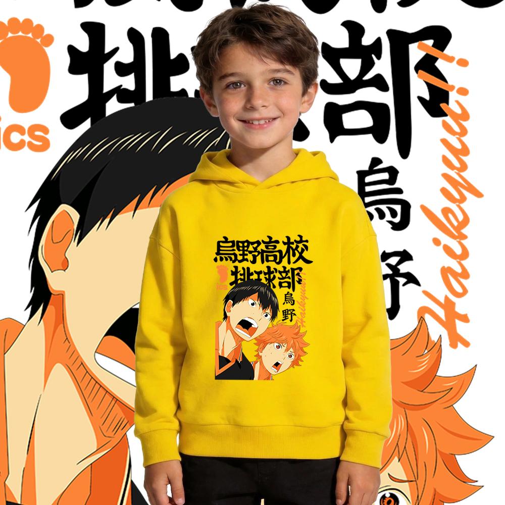 Haikyuu Shoyo Hinata x Tobio Kageyama Anime Boys Girls Kids Print Hoodie Fleece Warm Autumn Winter Casual Pullover