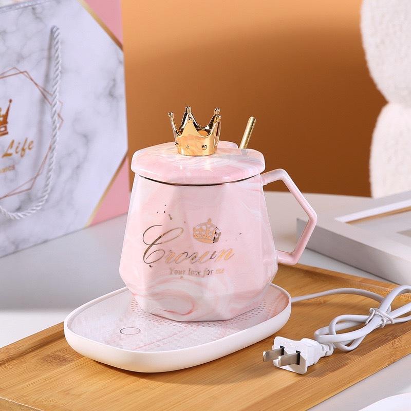 Кружка с подогревом с мраморным рисунком 55 градусов, креативная термостатическая кружка, подарок-сопровождение для клиентов, подарочный набор кружек для подогрева воды