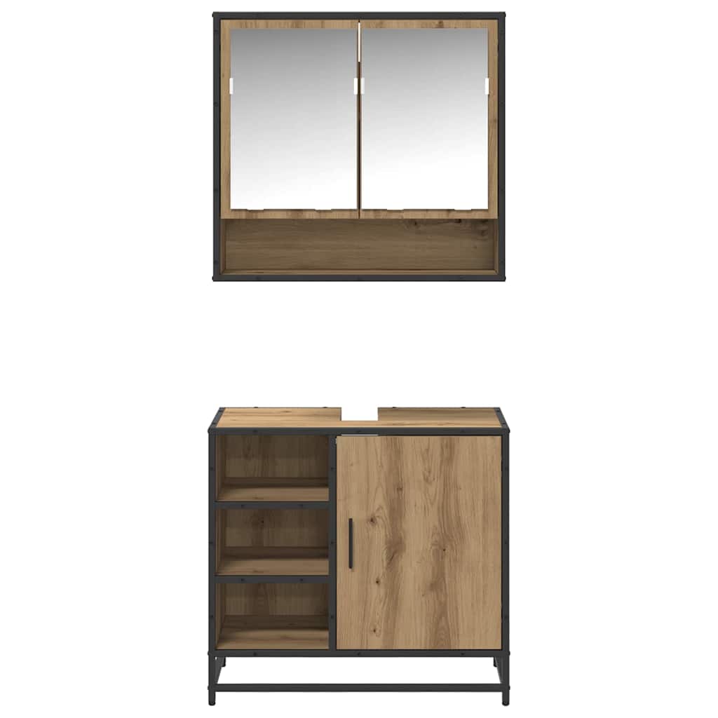 Bathroom Furniture Set with Shelf 2 pcs Artisan Oak Wood Based Material