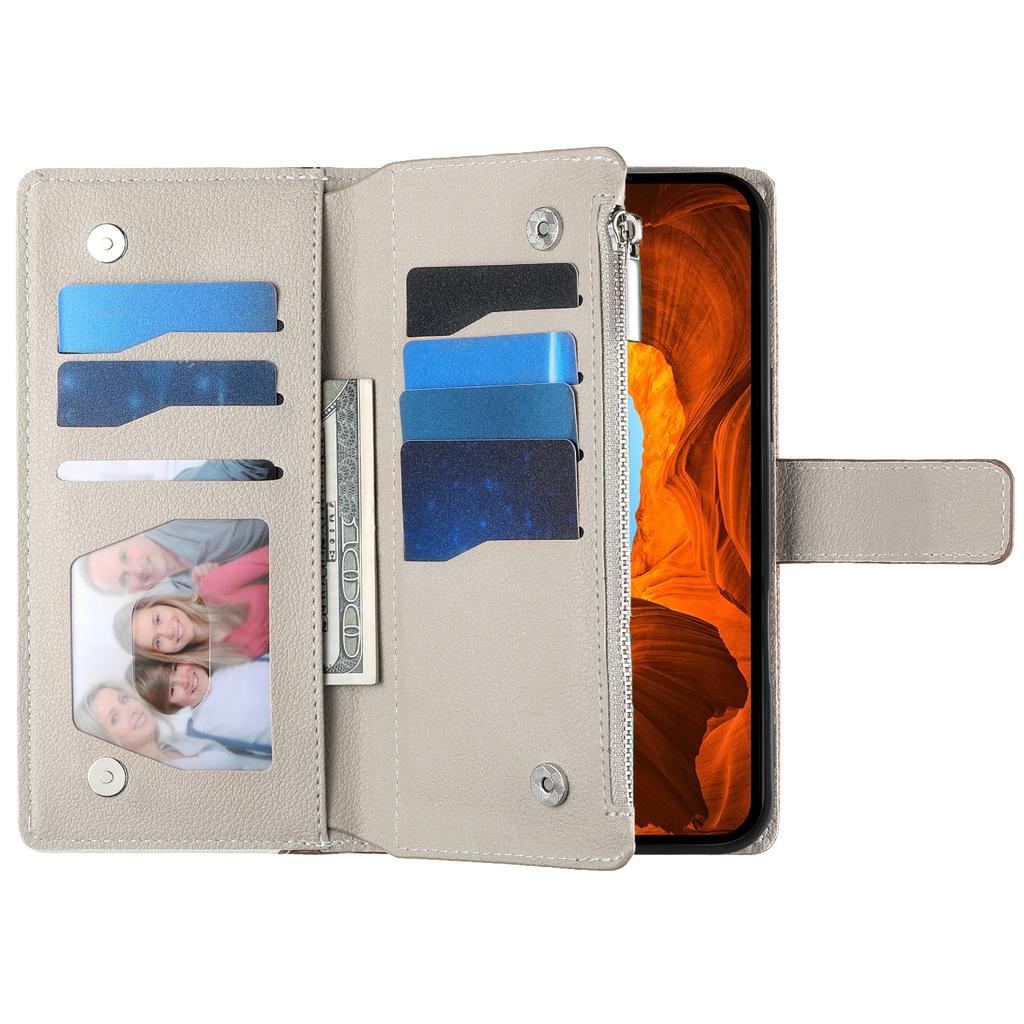 For Samsung Galaxy S26 Case Zipper Wallet Color Splicing Leather Flip Phone Cover with Straps