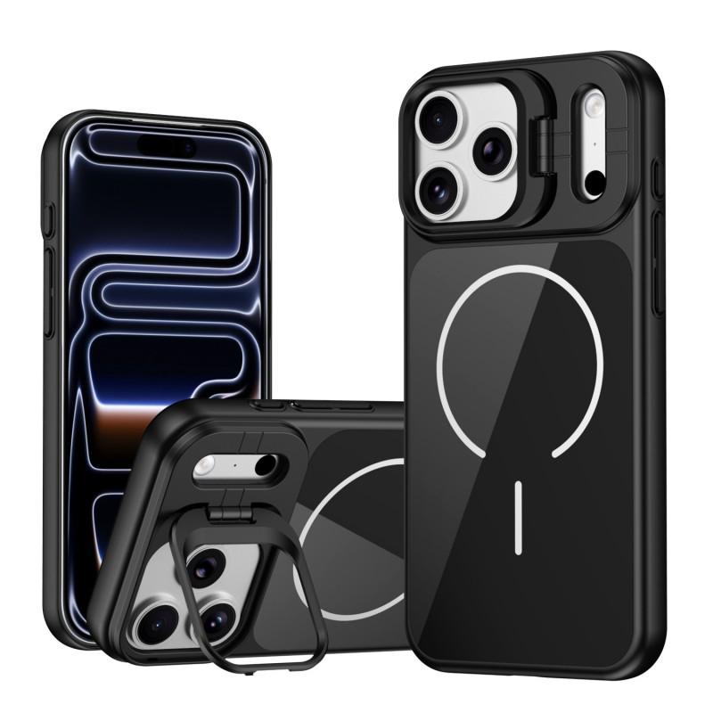 Магнитный стеклянный чехол для телефона с подставкой для серий iPhone 17 Pro Max 16 15 14 13 12 11 - устойчивый к царапинам, защита от падений