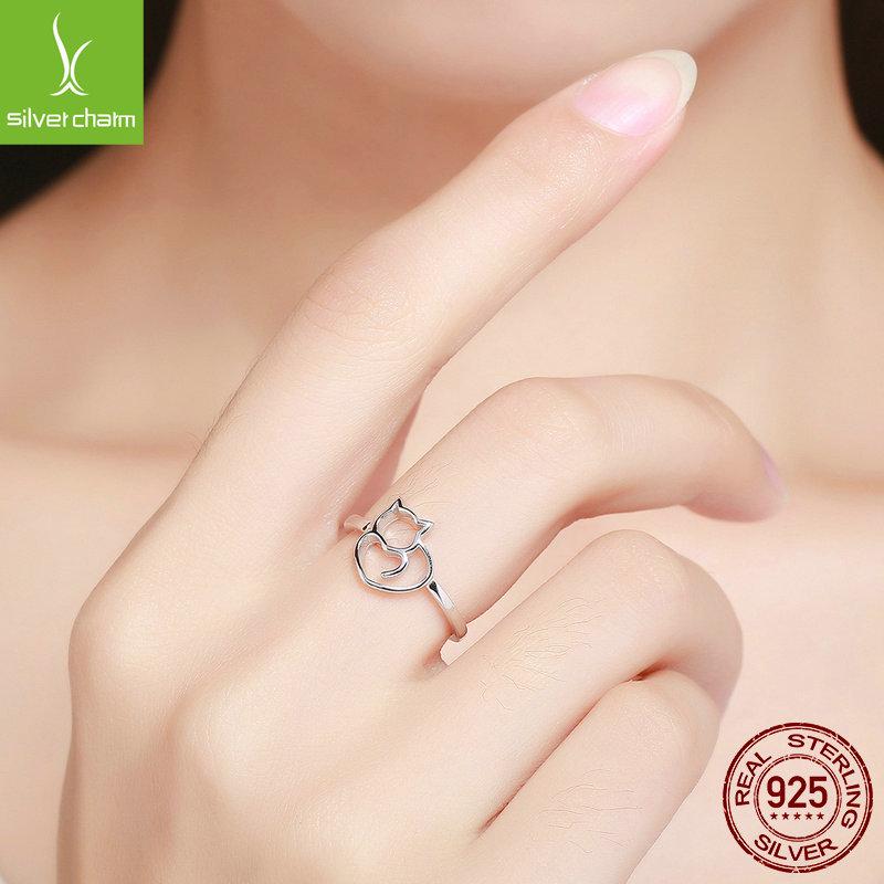 Кольцо из стерлингового серебра 925 пробы с кошкой, животное, персонализированное, сделай сам, женское кольцо