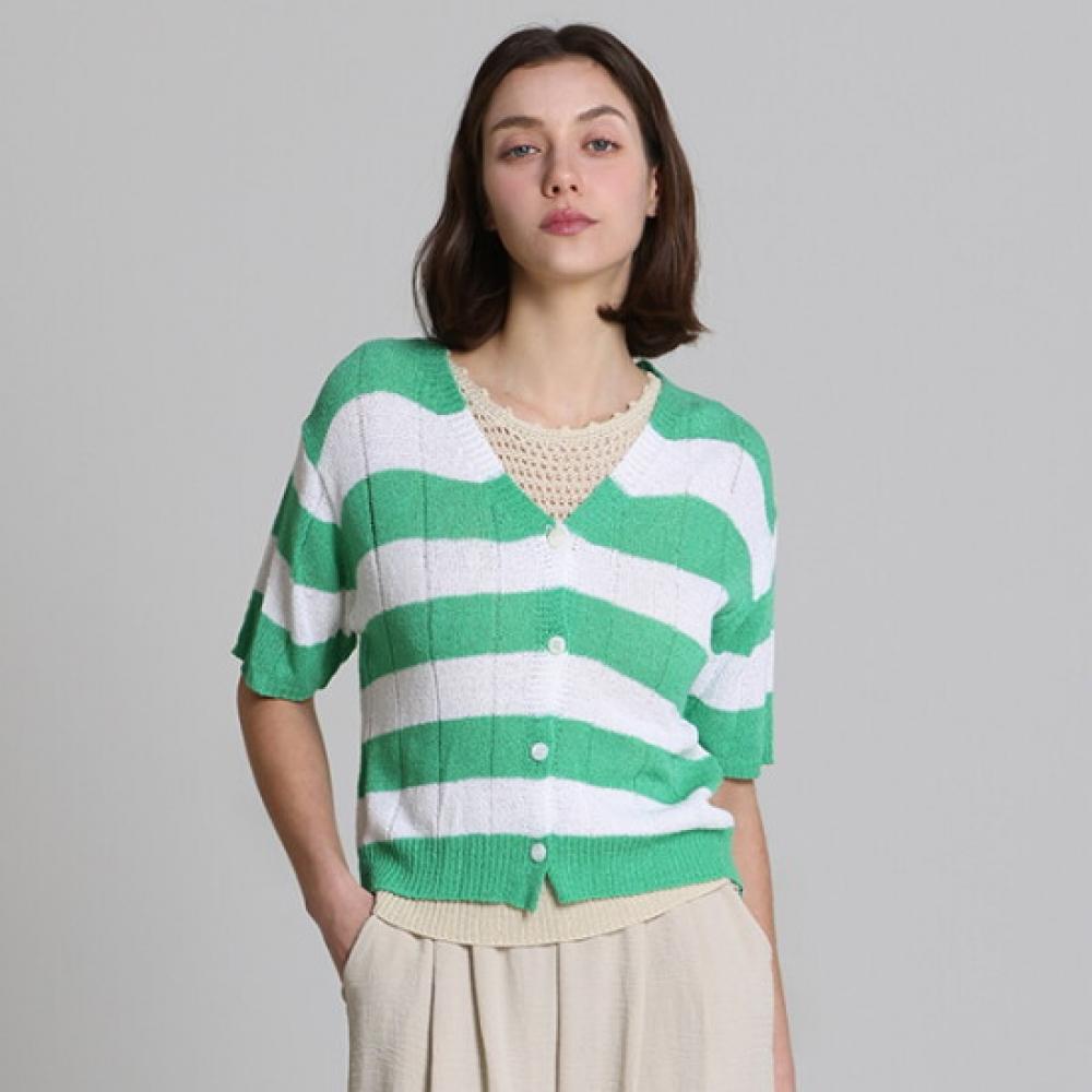 Ozoc Women S Color Block Stripe Short Sleeve Cardigan