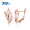 LSOOYH серьги-клипсы цвета розового золота, модные серьги для женщин, серьги-гвоздики с полым цирконием, ювелирные изделия