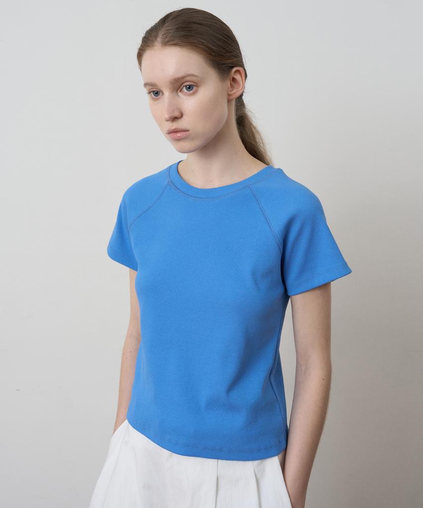 FROMWHERE Raglan Slim T-Shirt Blue