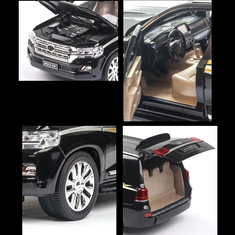 1/24 масштаб Land Cruiser, литая под давлением модель автомобиля, игрушечный автомобиль с откатным механизмом, звуком и светом для детей, коллекция подарков для мальчиков и девочек