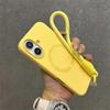 Для Magsafe Liquid Silicone Lanyard Case для iPhone 16 15 14 13 12 11 Pro Max 16 Plus Microfiber Indoor Bracelet Cover