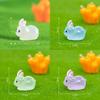 Charming Glow In The Dark Fat Bunny Resin Figurine Perfect For Diy Moss Garden Decor