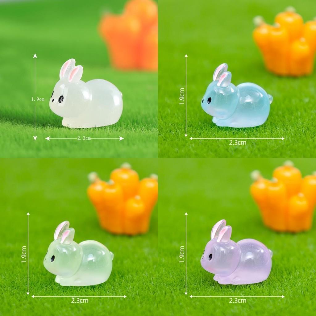 Charming Glow In The Dark Fat Bunny Resin Figurine Perfect For Diy Moss Garden Decor