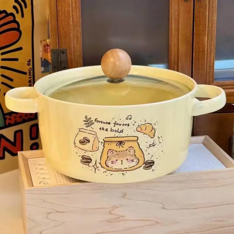 ZISIZ Модная миска для лапши быстрого приготовления с кошкой и крышкой