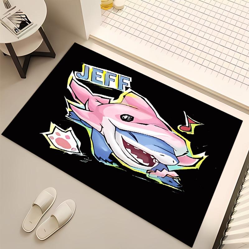 1pc Jeff the Land Shark2 Print Area Rug - Soft, Washable Non-Slip Indoor Mat, Living Room, Home Office Decorative Rug,Office Decorative
