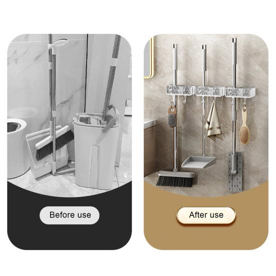 Держатель для швабры, двусторонний зажим для швабры, стойка для метлы без перфорации, компактный органайзер для ванной комнаты с крючком для дома
