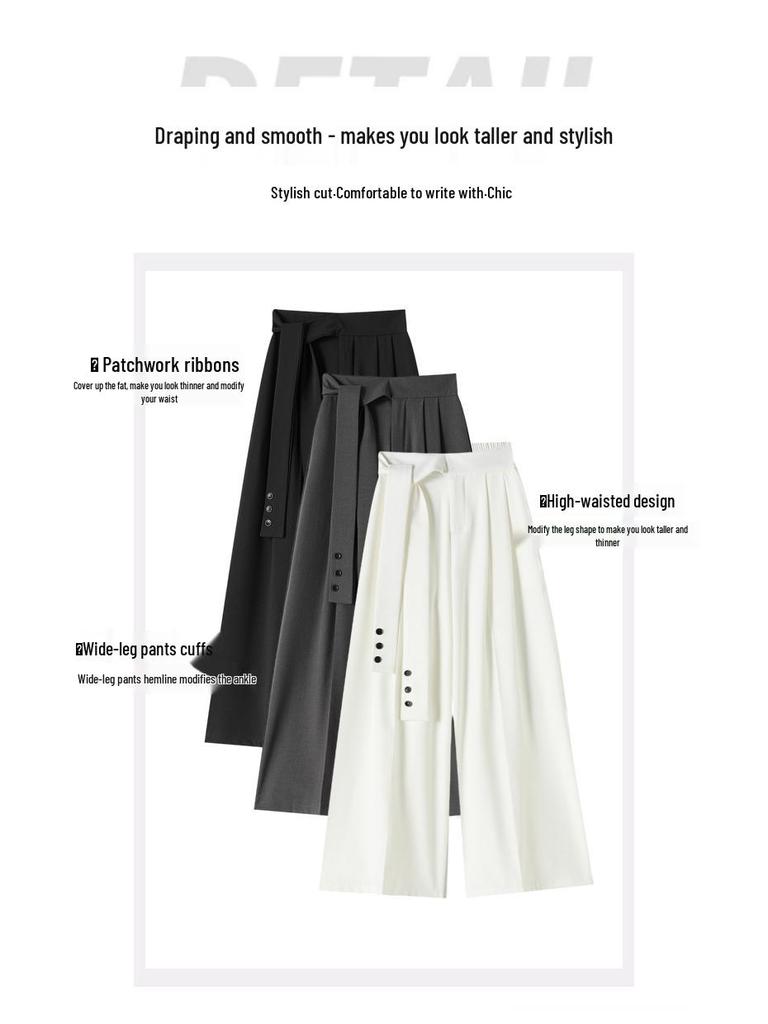Women's 2026 Spring Strappy Blazer High-Waist Wide-Leg Drape Pants