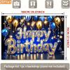 2D Blue Gold Balloon Birthday Backdrop with Marquee Letters for Photo Booth