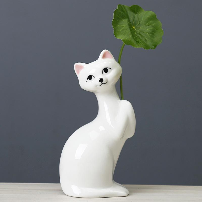Ваза с милым котом, настольные украшения, керамическая ваза для гидропоники, горшок для растений, бутылка для ароматерапии, домашний декор, украшение для сада