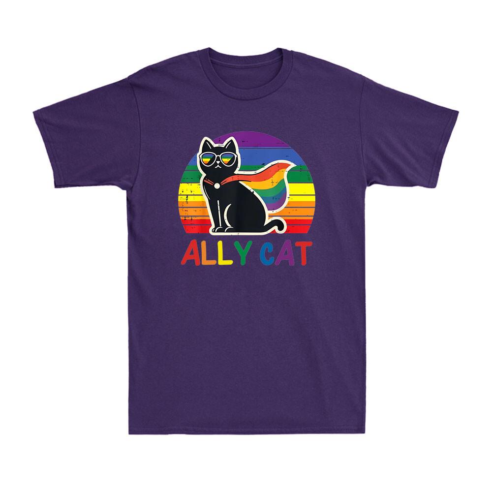Gay Pride Month Ally Cat Funny LGBTQ Rainbow Black Cat Gay Proud Unisex TShirt