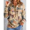 Women's Contrasting Printed Long Sleeved Pullover Cashmere Sweater Blouses & Shirts