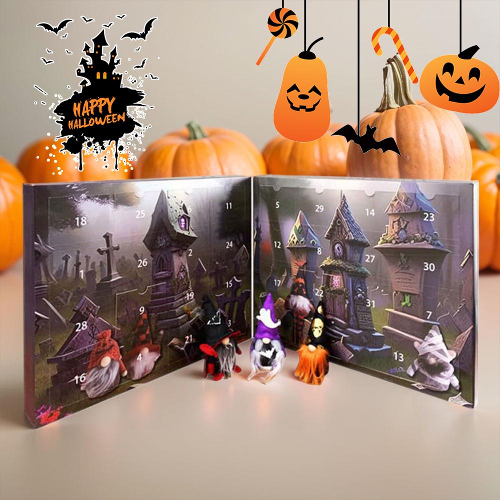 2025 Halloween Gnome Advent Calendar with Collectible Dolls Home Decoration Children's Cartoon Halloween Countdown Calendar