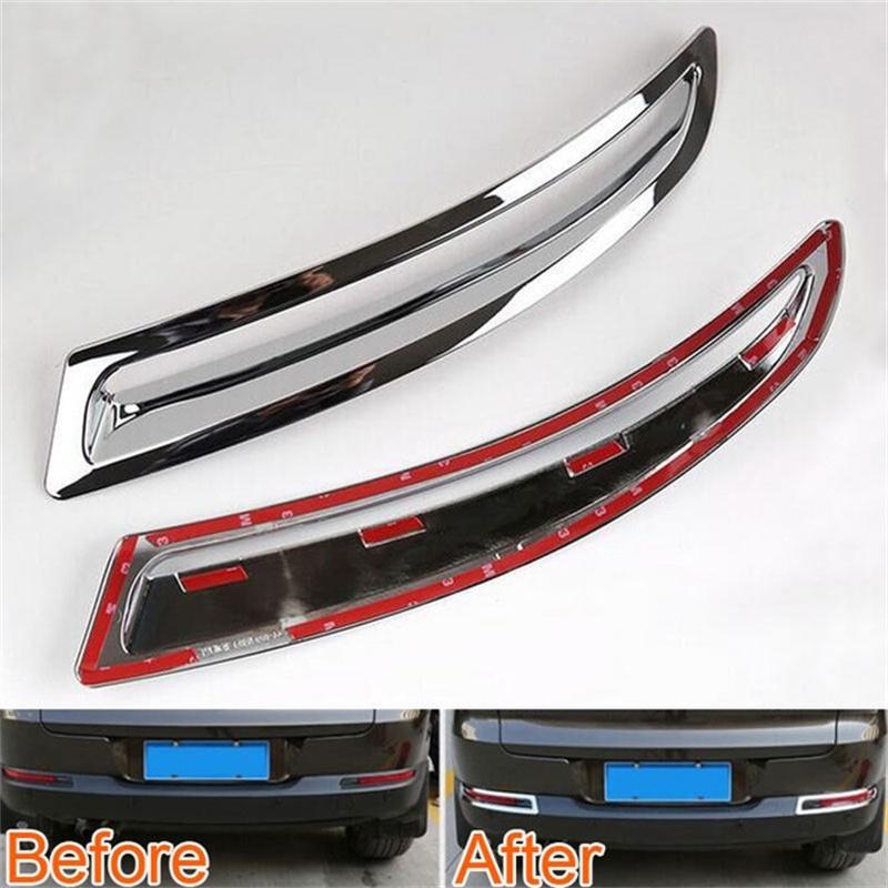 ABS Chrome Rear Foglight Frame Trim Tail Fog Light Cover For Volkswagen Tiguan 2010 2011 2012 2013 -2015 Car Styling Accessory